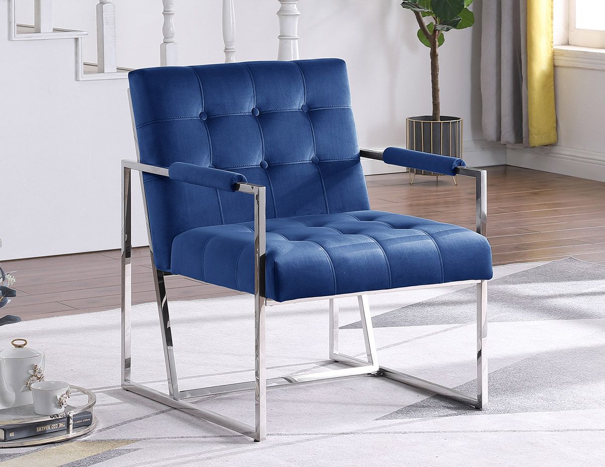 Dyna Blue Velvet Accent Chair