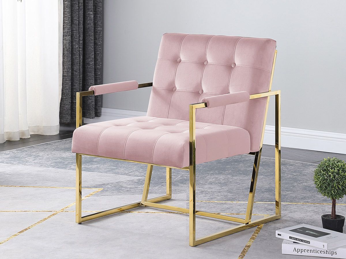 Dyna Pink Velvet Accent Chair