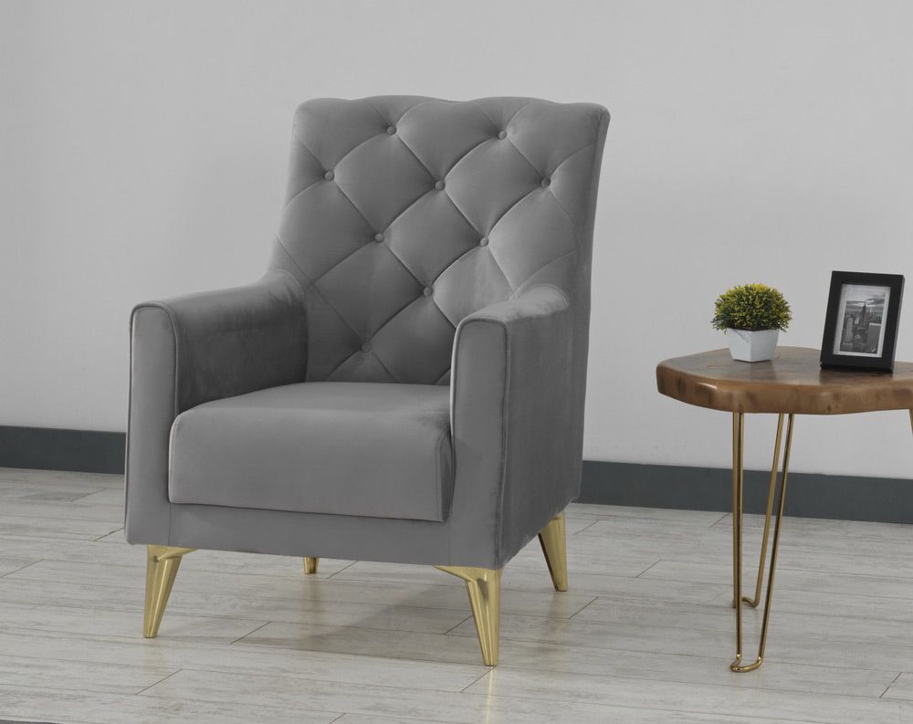 Earsom Grey Velvet Chair