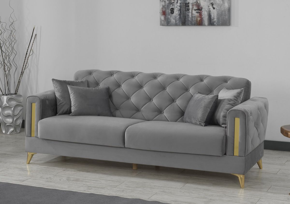 Earsom Grey Velvet Sofa