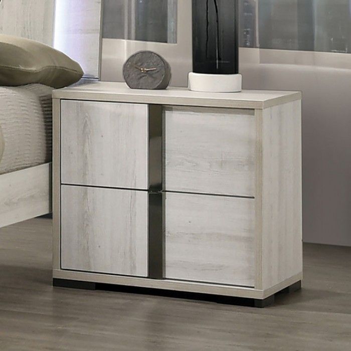 Edmon Night Stand White Wash Finish