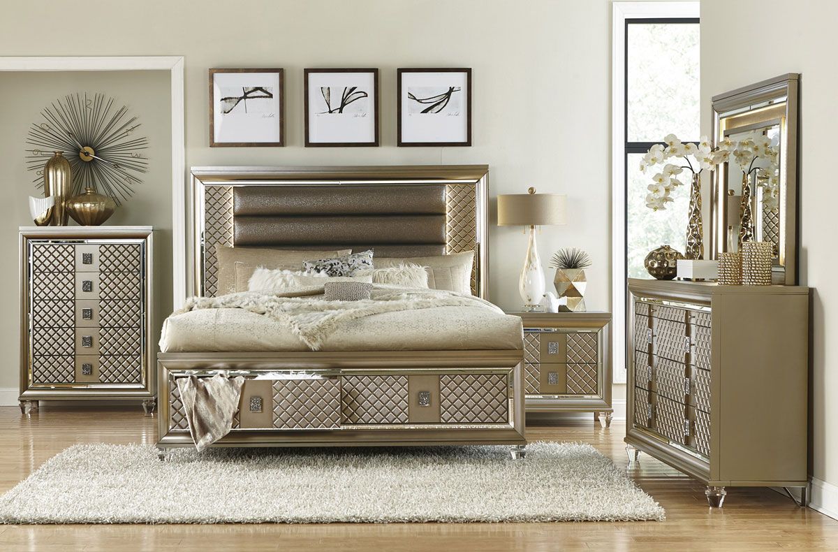 Edward Champagne Finish Bedroom Set