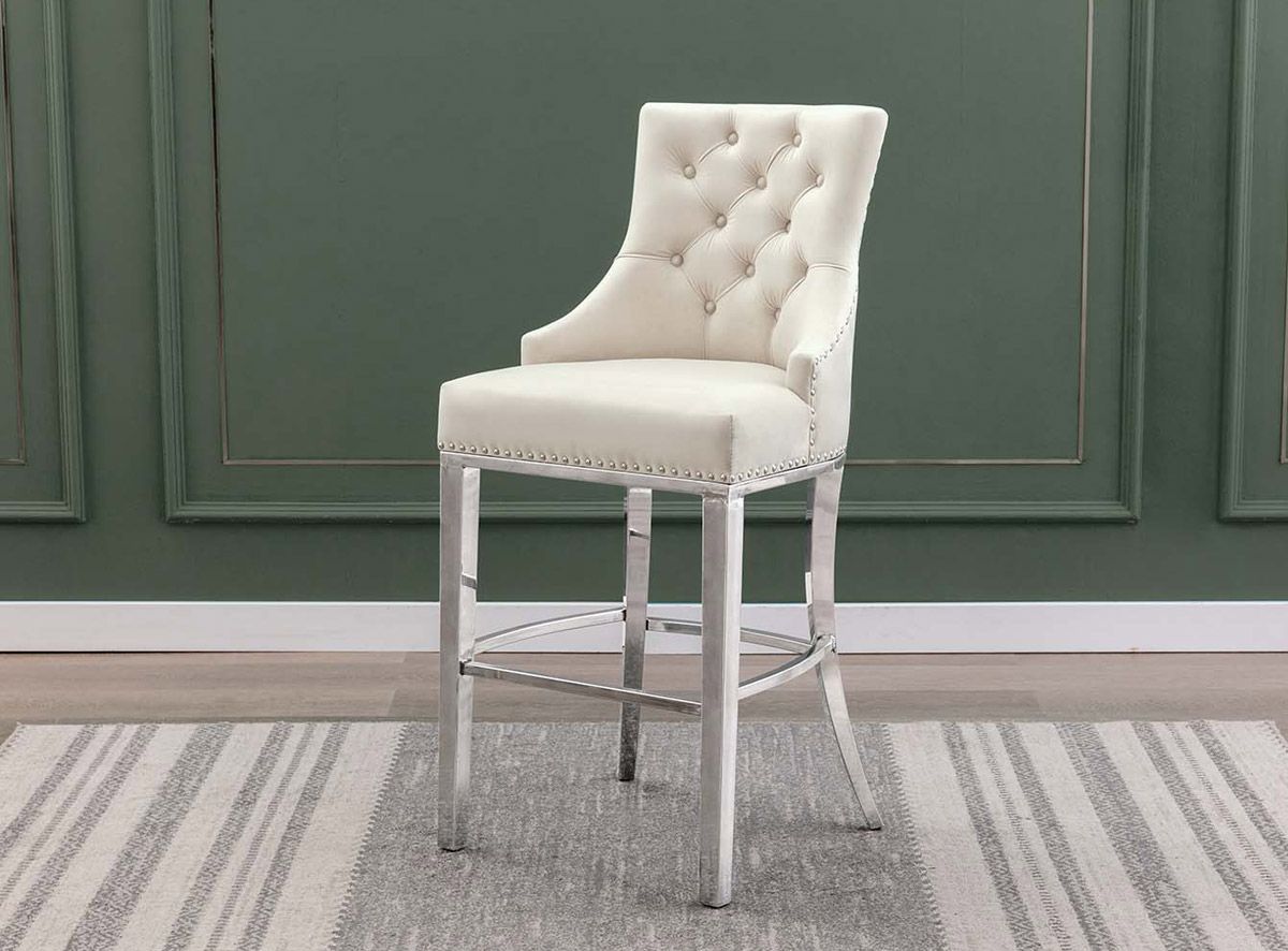 Eleanor Tufted Cream Velvet Counter Chairs