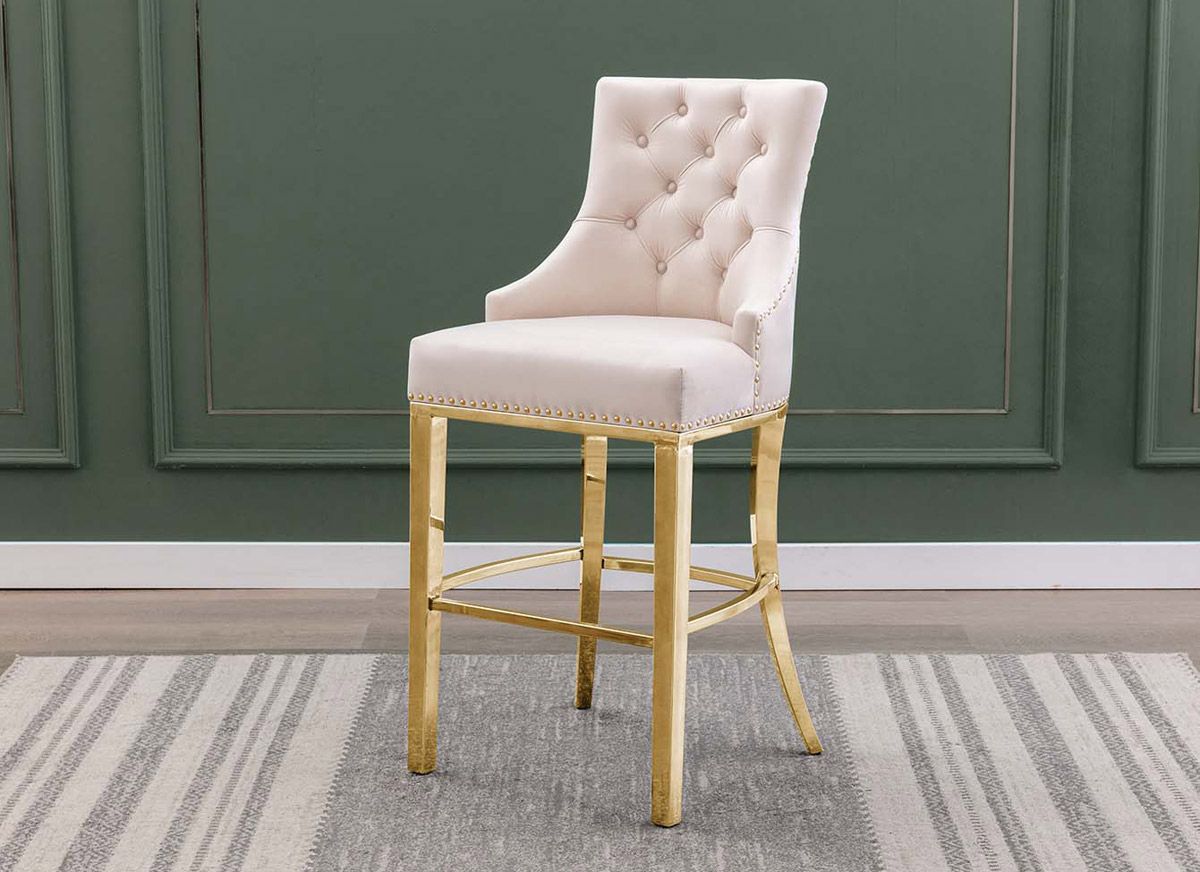 Eleanor Cream Velvet Counter Chairs With Gold Legs