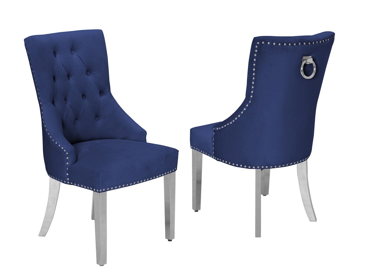 Eleanor Tufted Navy Velvet Dining Chair