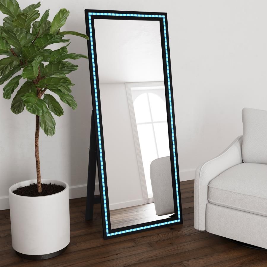 Eligio Black Floor Mirror With Lights