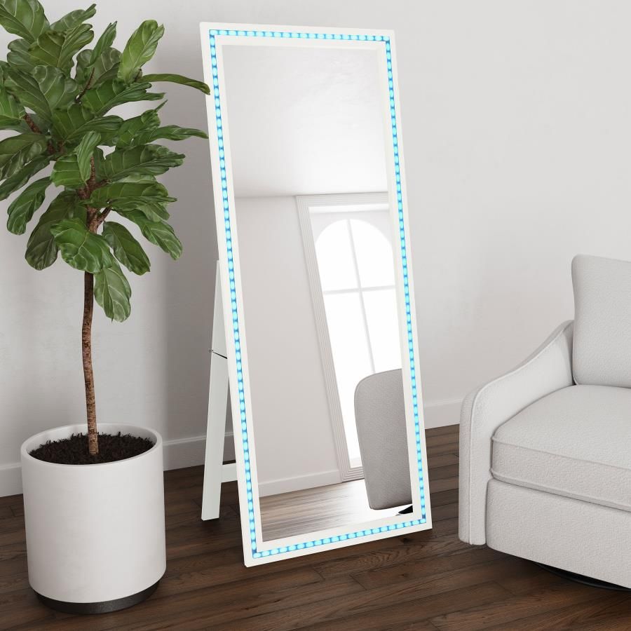 Eligio White Floor Mirror With Lights