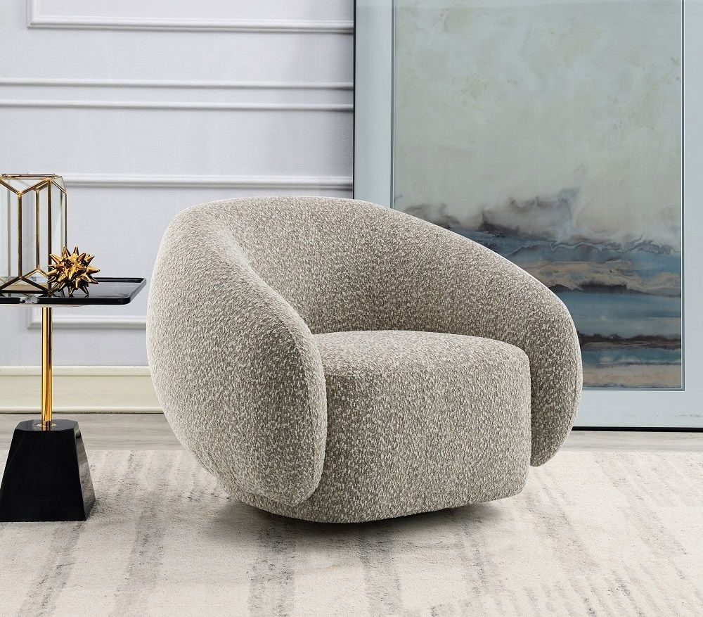 Elise Brown Boucle Swivel Accent Chair