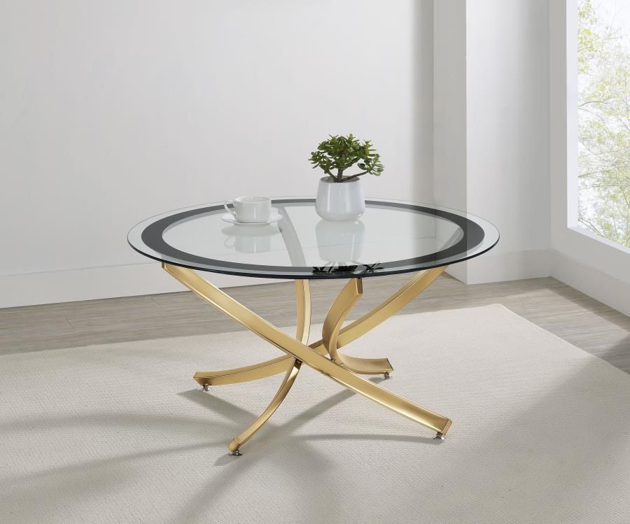 Elite Round Coffee Table Gold Base