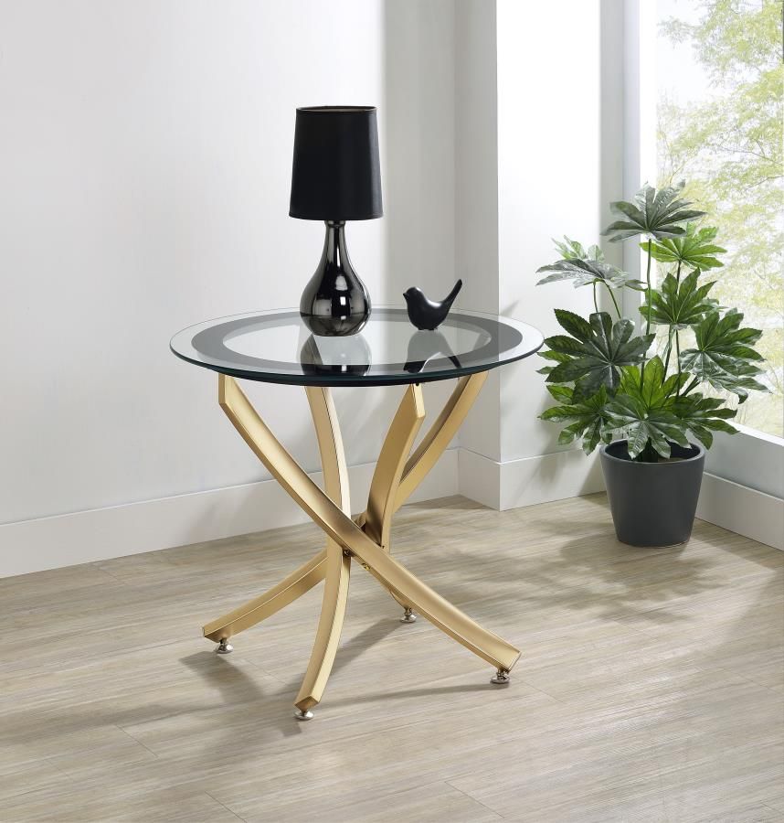 Elite Round End Table Gold Base