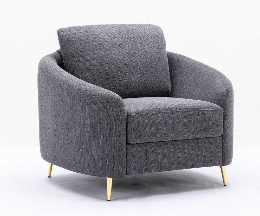 Ernest Grey Linen Chair With Gold Legs