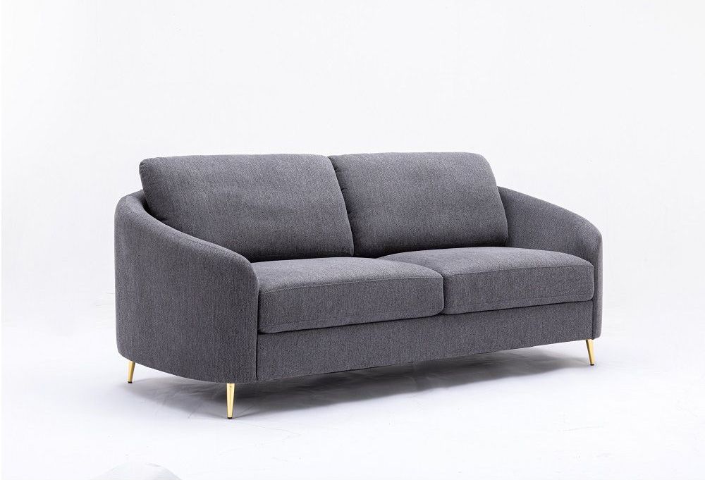 Ernest Grey Linen Sofa With Gold Legs