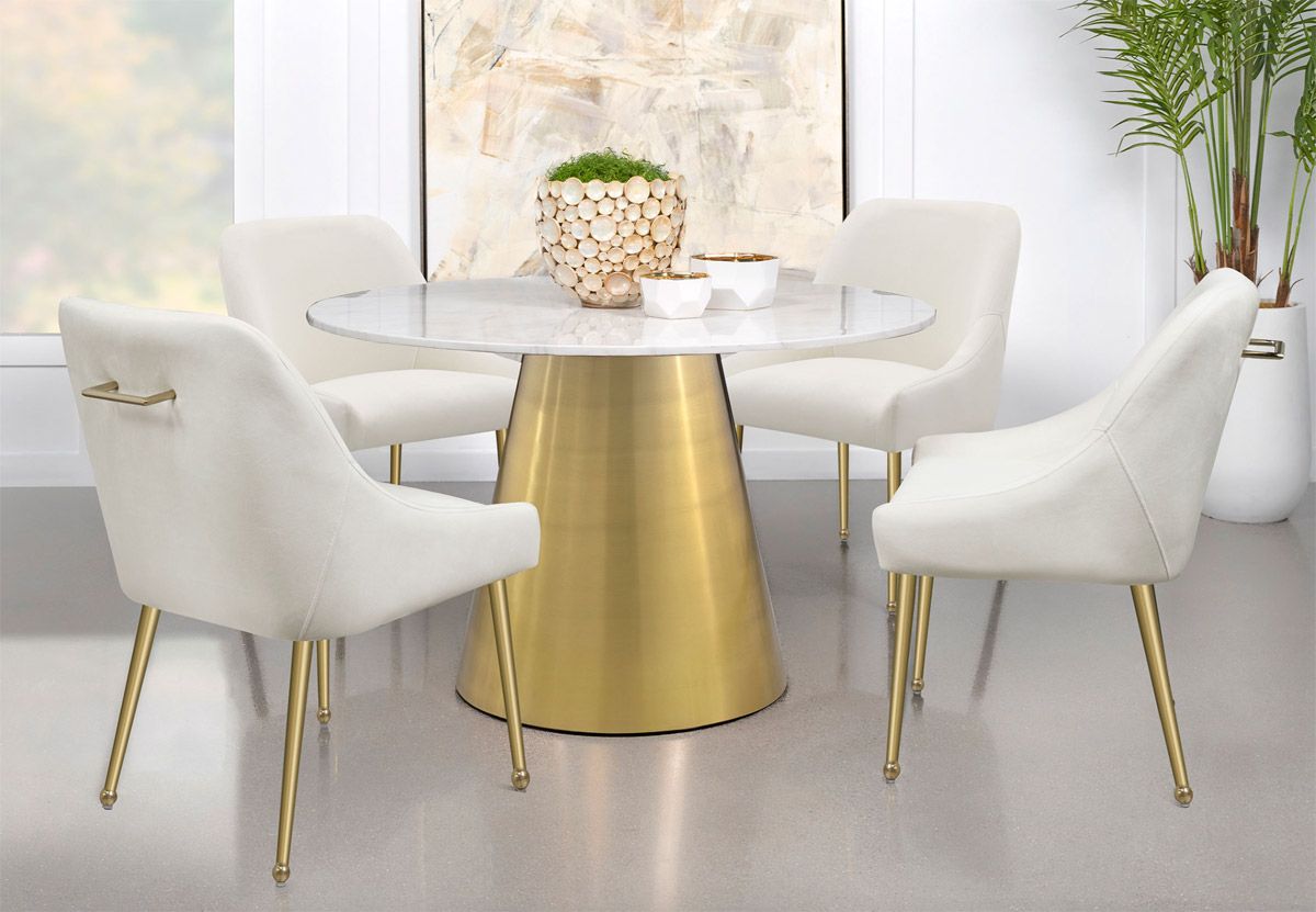 Errico Round Marble Top Table Gold Base