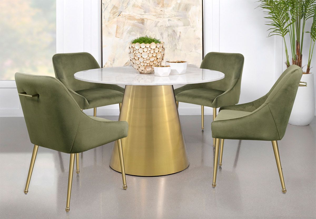 Errico Dining Table With Olive Green Chairs