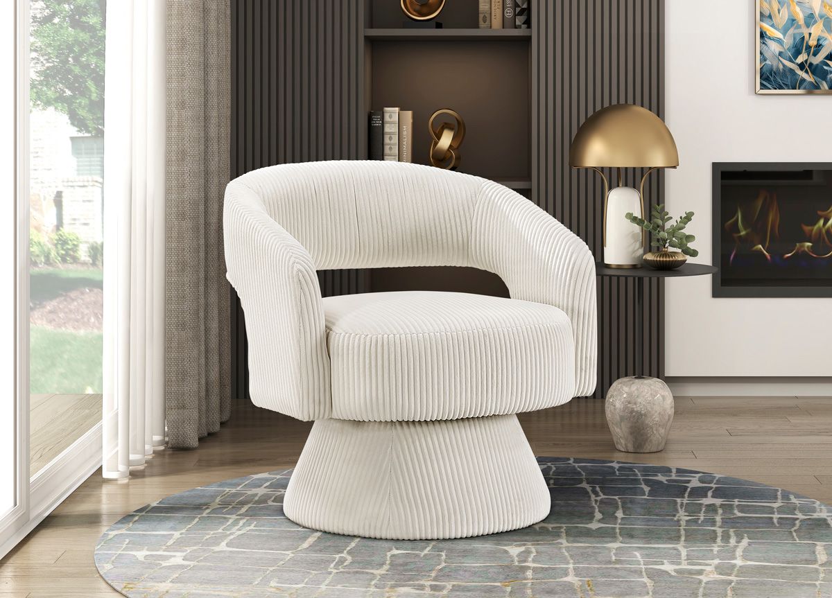 Estevao Beige Corduroy Accent Chair