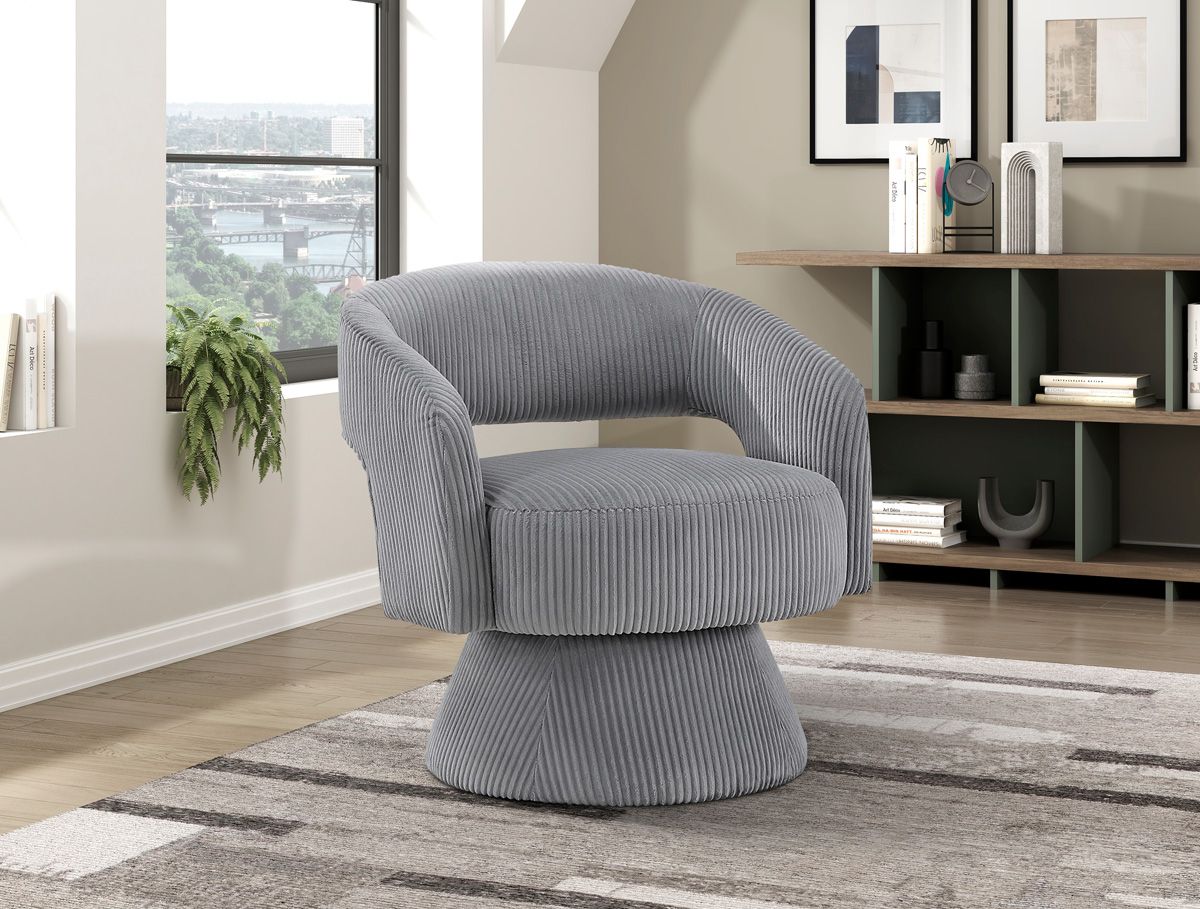 Estevao Grey Corduroy Accent Chair