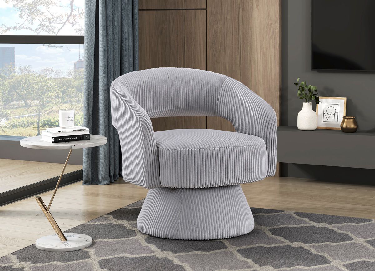 Estevao Swivel Accent Chair Light Grey