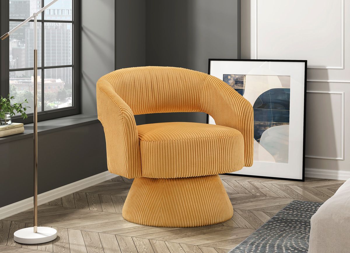 Estevao Yellow Corduroy Accent Chair