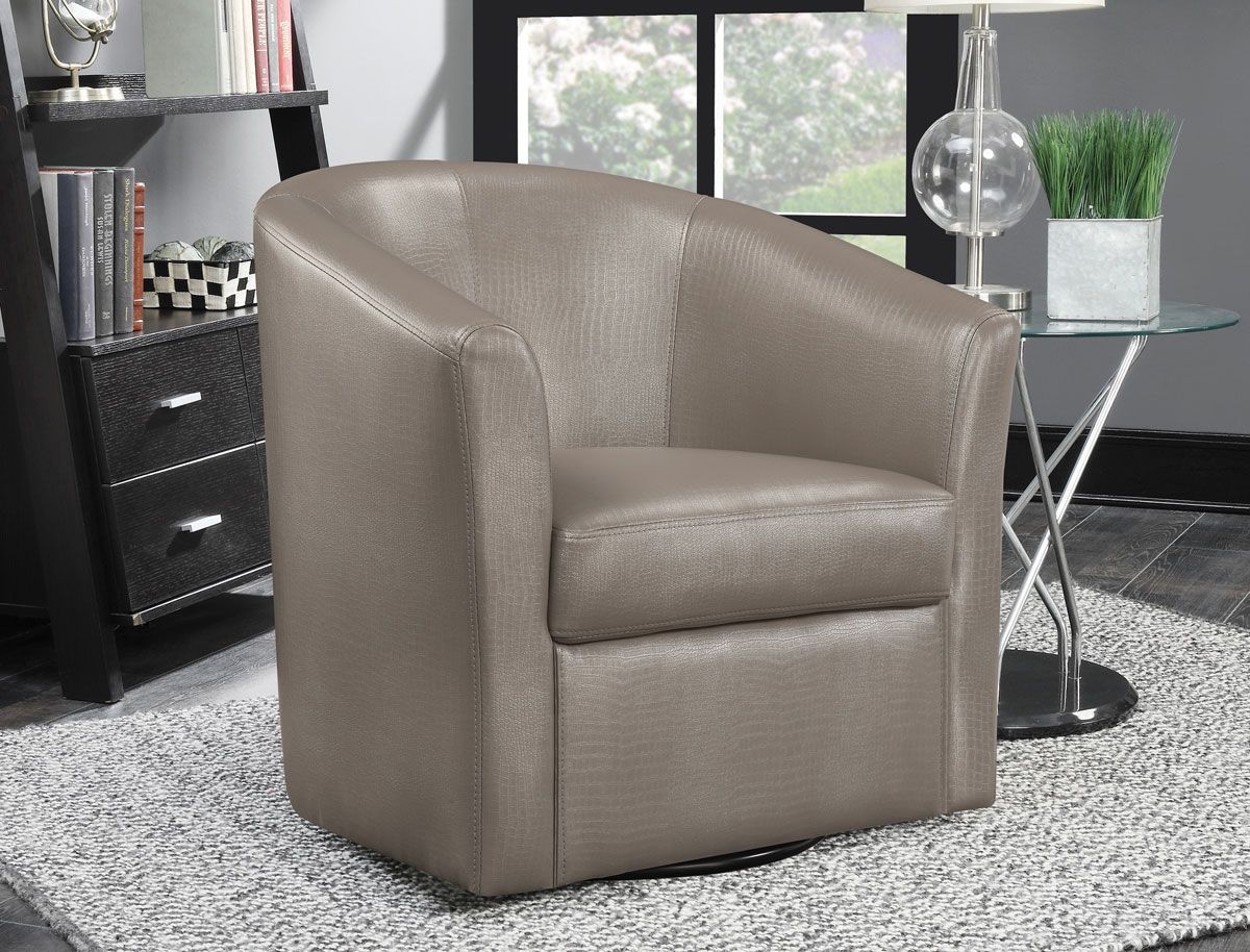 Evalina Champagne Leather Accent Chair