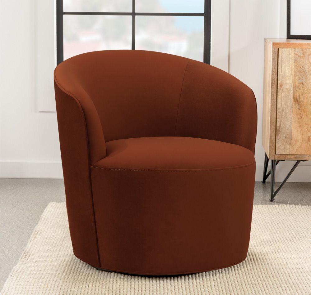 Evangeline Sloped Arms Swivel Chair Burnt Orange