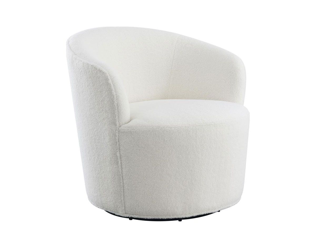 Evangeline Swivel White Accent Chair