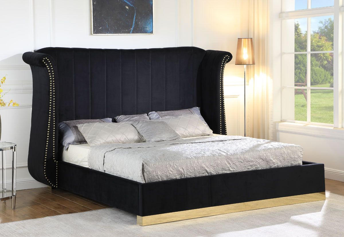 Crushed velvet winged online bed