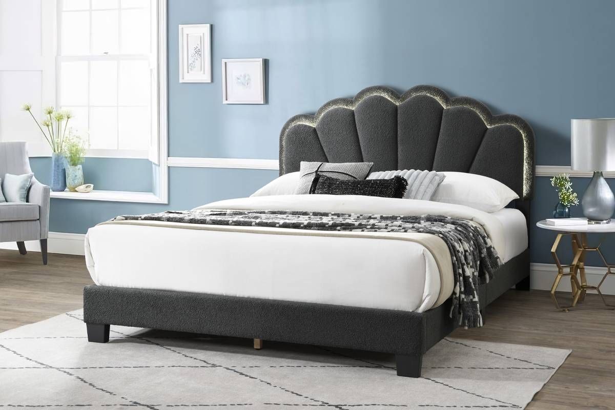 Evie Charcoal Platform Bed With Lights