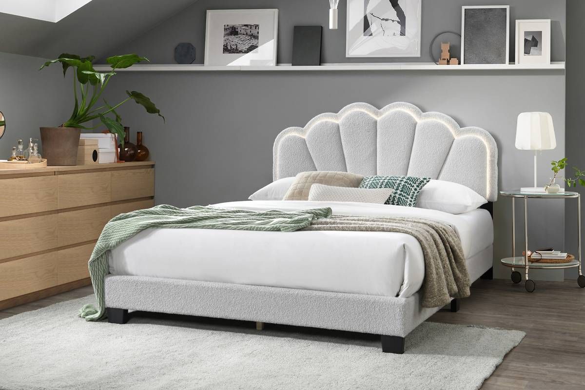 Evie White Platform Bed With Lights