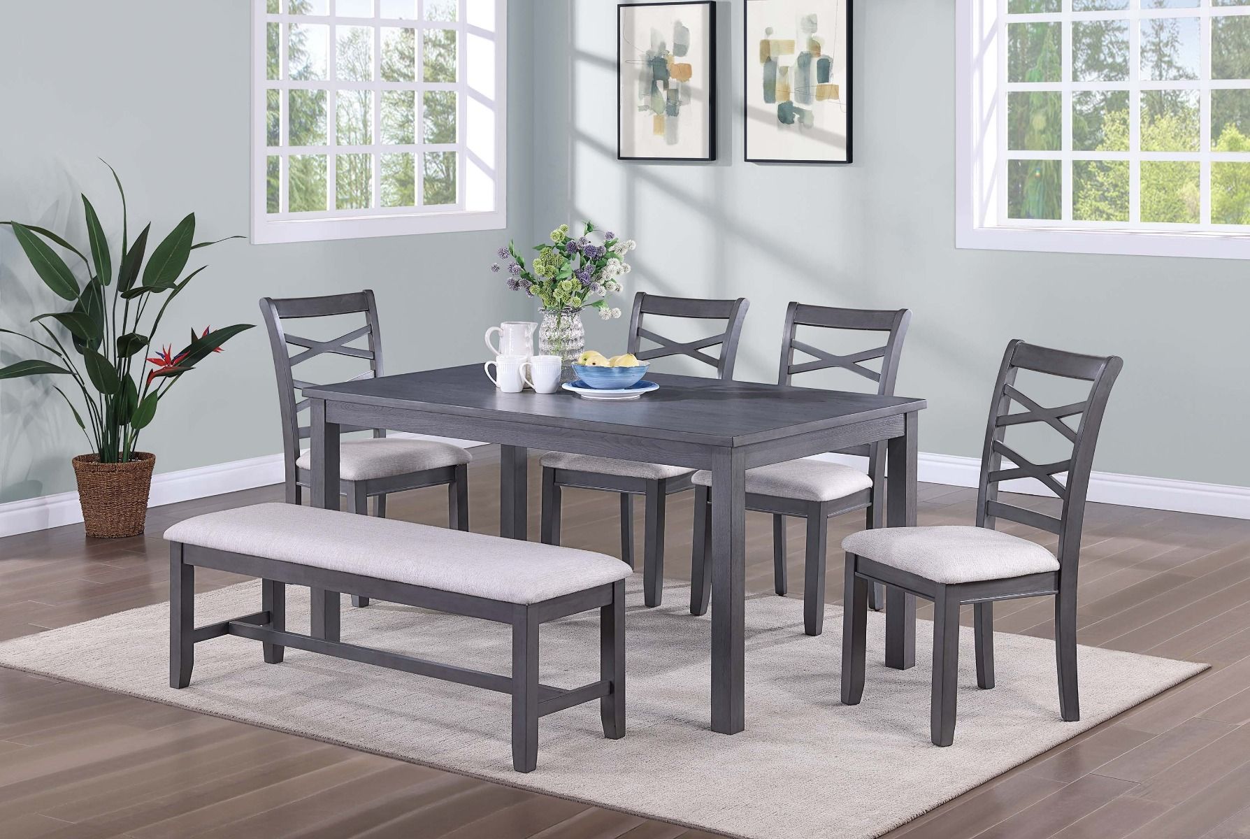 Eviouse Grey 6-Piece Dining Table Set