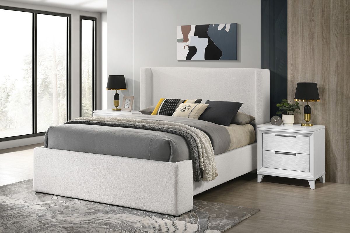 Exton Platform Bed Boucle Fabric