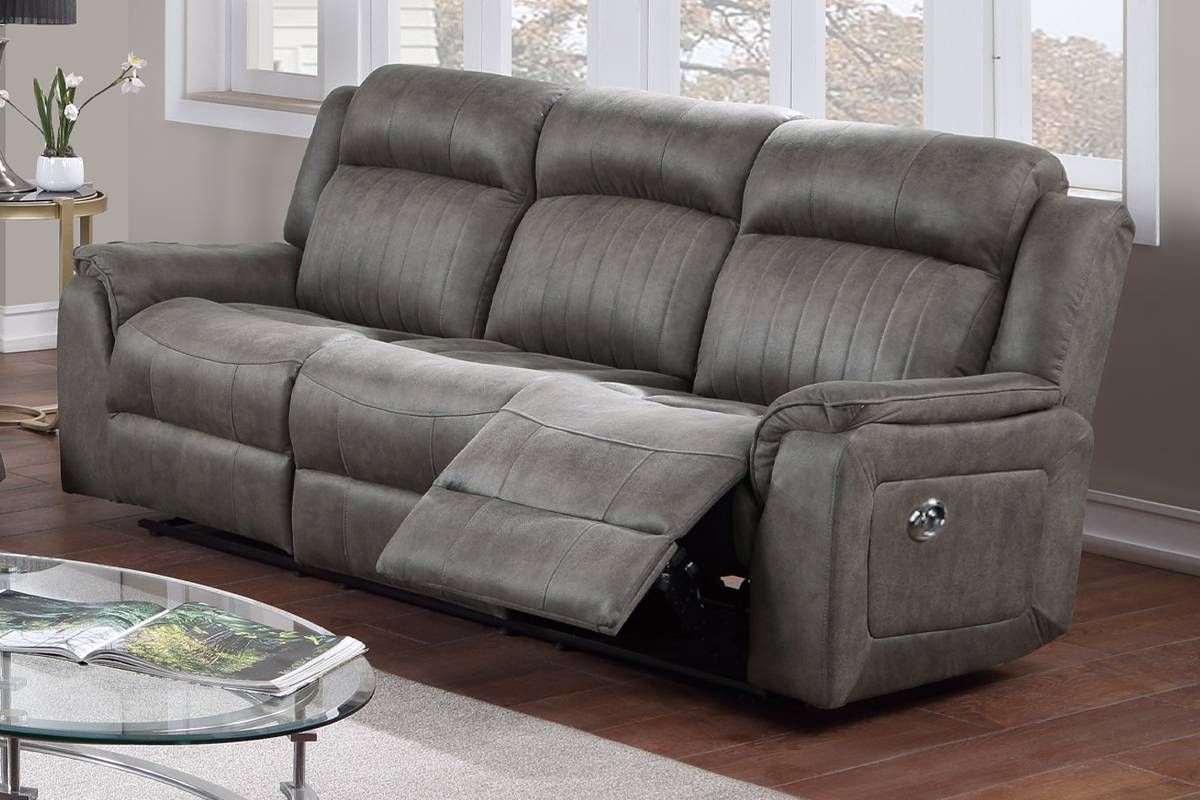 Carey Slate Blue Power Recliner Sofa