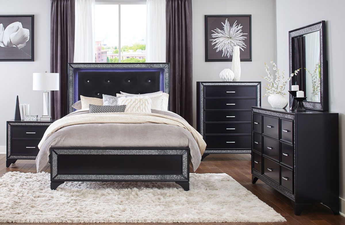 black glitter bedroom furniture