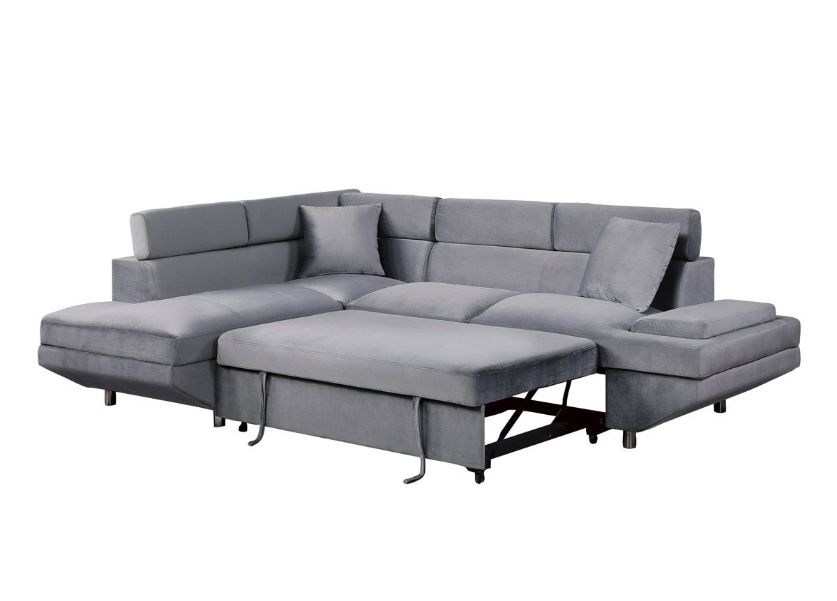 Favian Grey Sectional With Pullout Sleeper