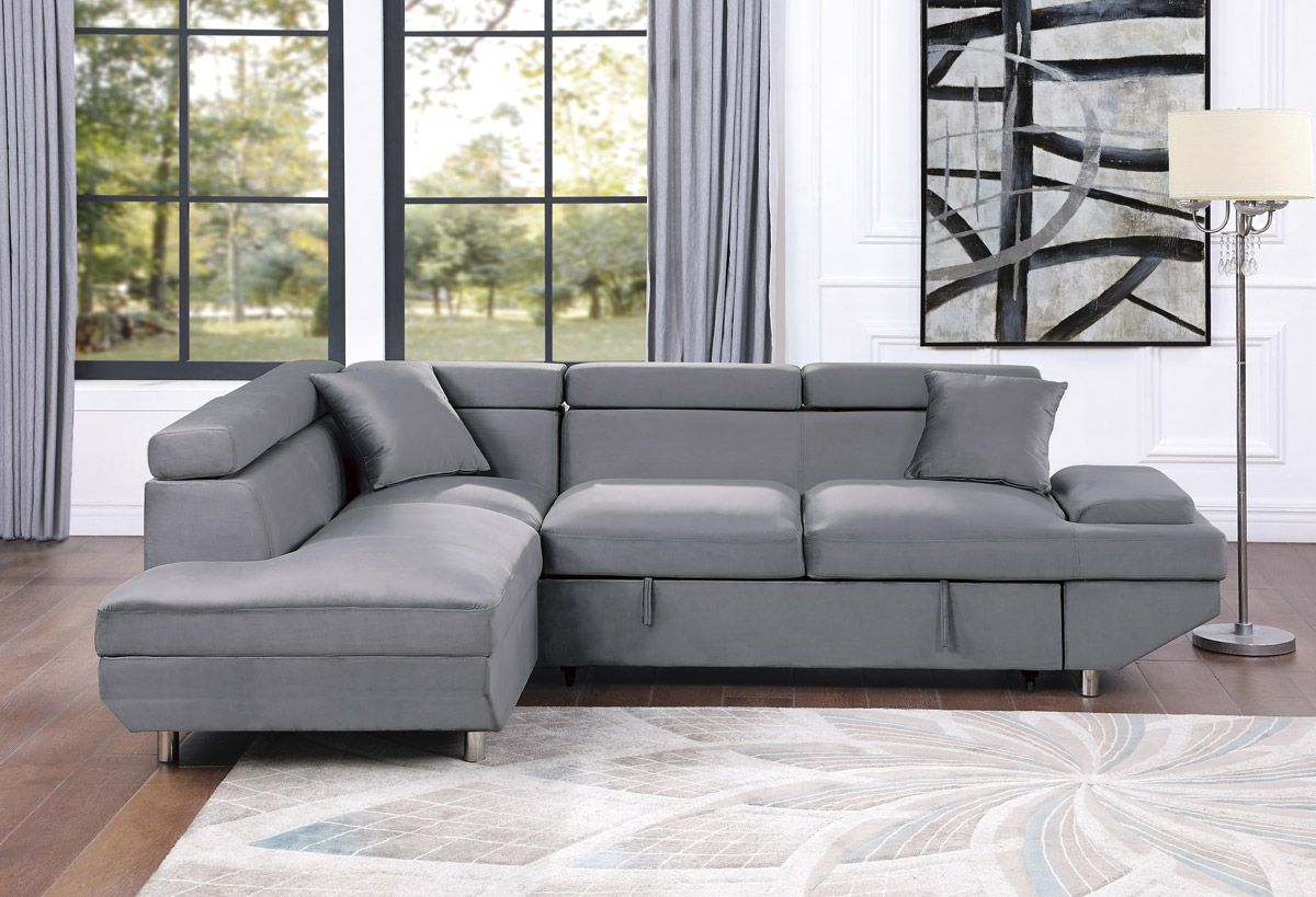 Favian Grey Sectional With Sleeper