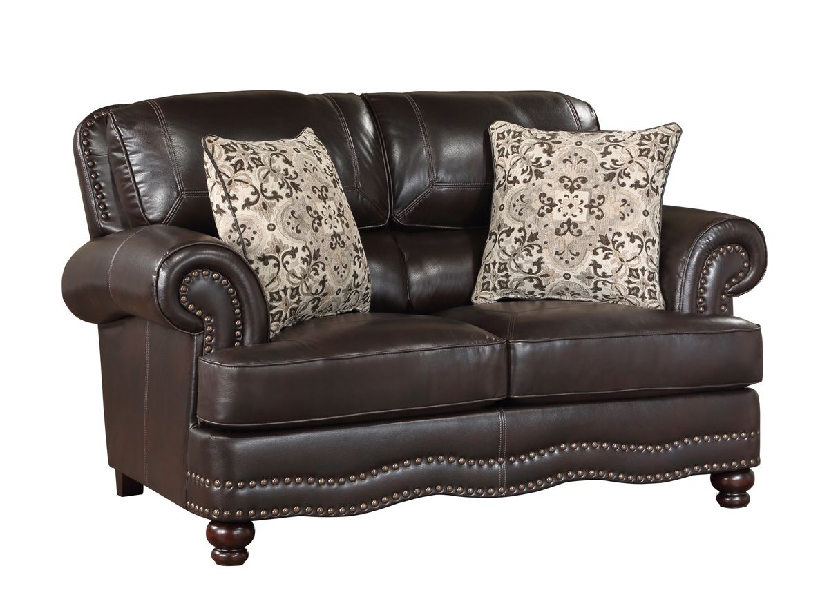 Fenmore Traditional Leather Love Seat