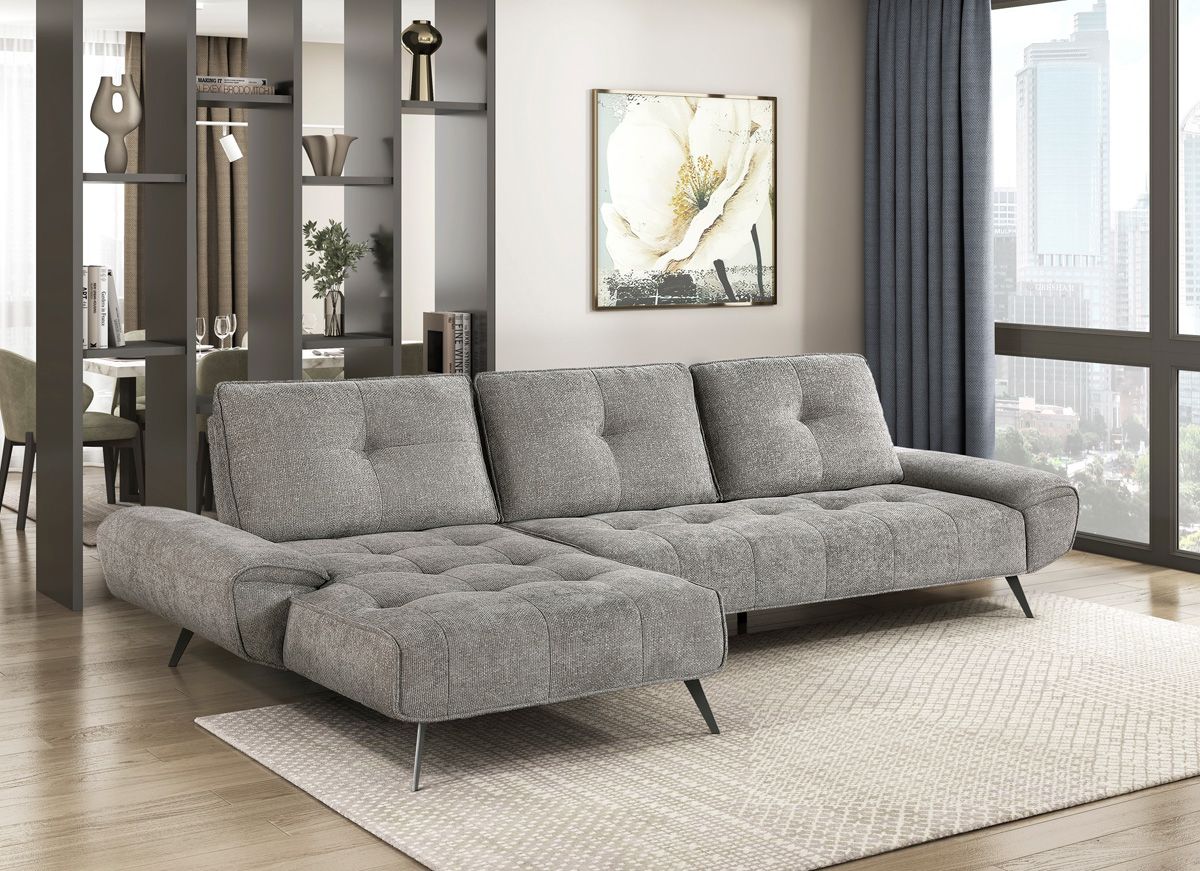 Flint Dove Grey Sectional With Motion Backs