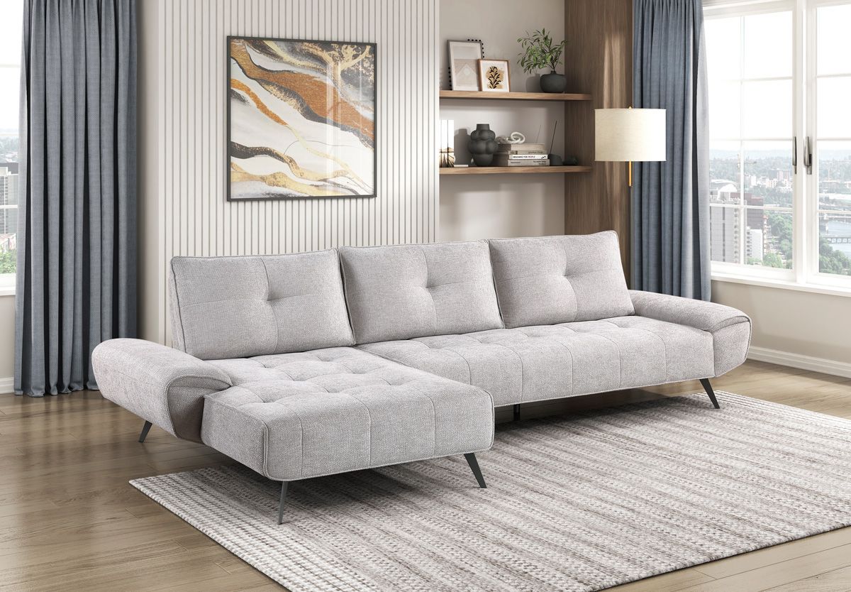 Flint Light Grey Sectional With Motion Backs