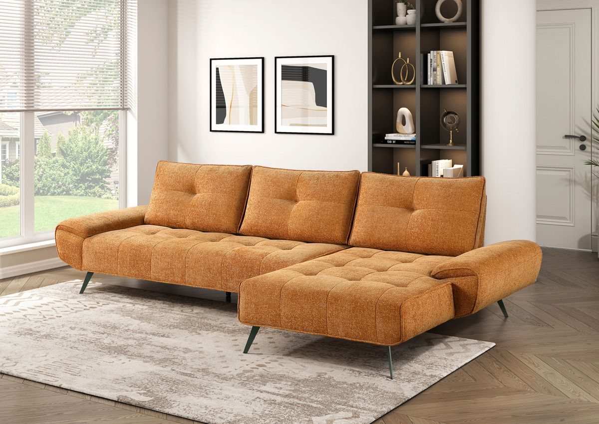 Flint Orange Sectional With Motion Backs