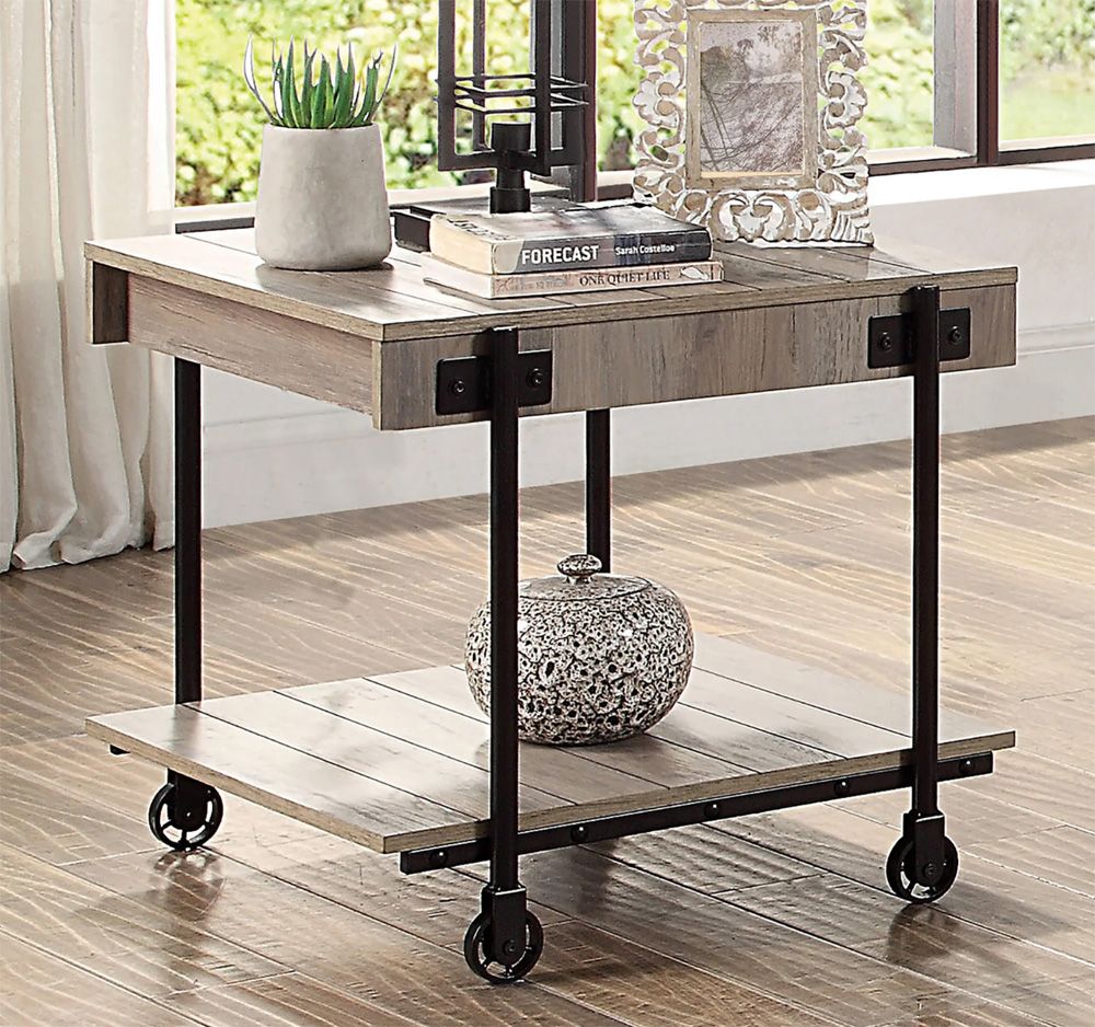 Flori Industrial Style End Table