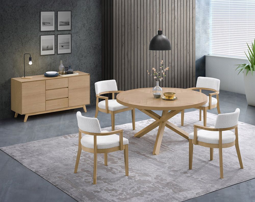 Forana Oak Finish 5-Piece Dining Table Set