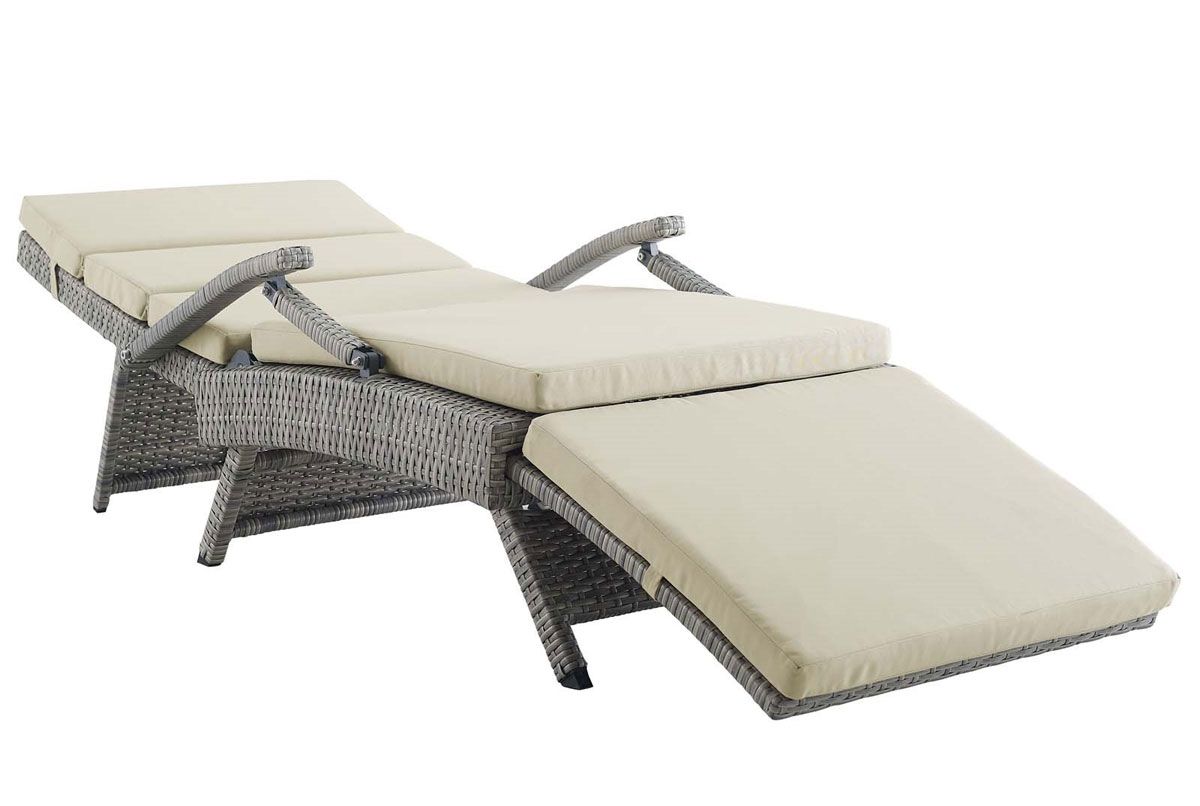 Fresno Beige Outdoor Patio Lounge Chair