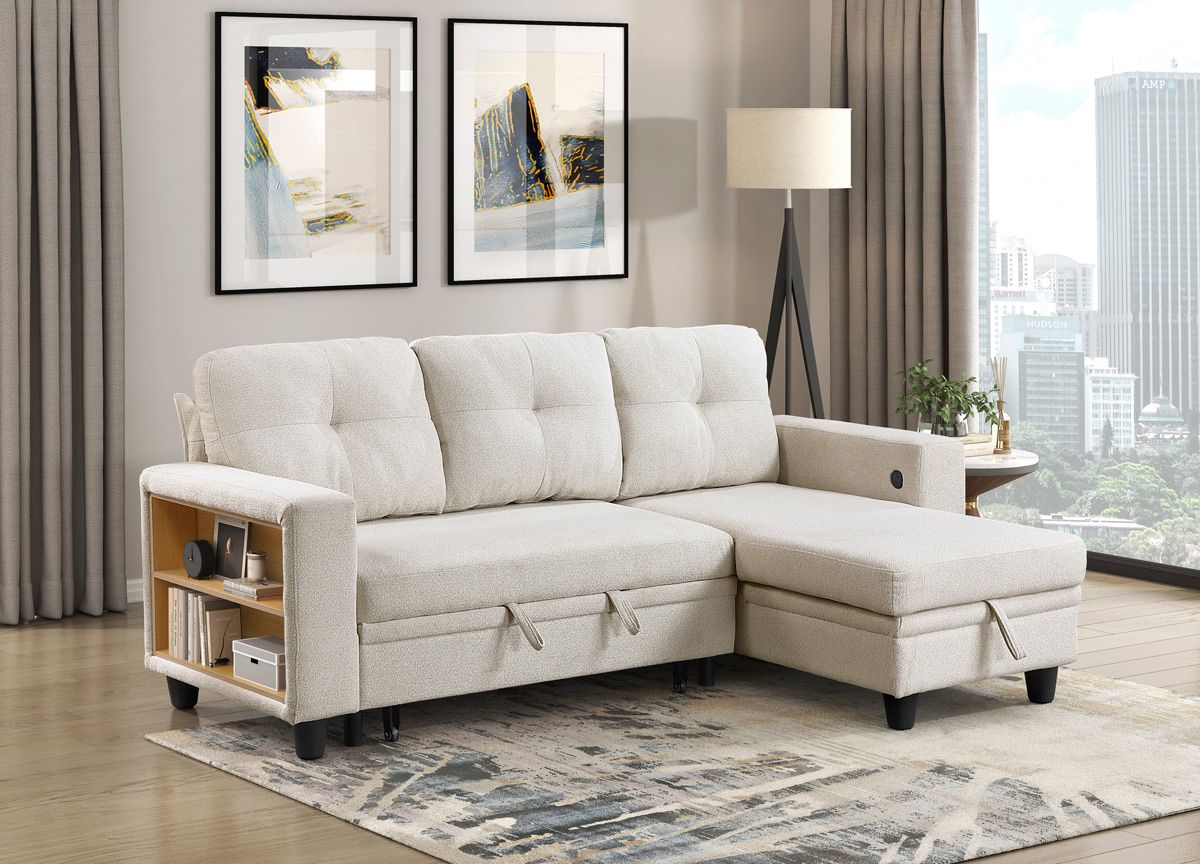 Frisco Beige Boucle Sectional Sleeper