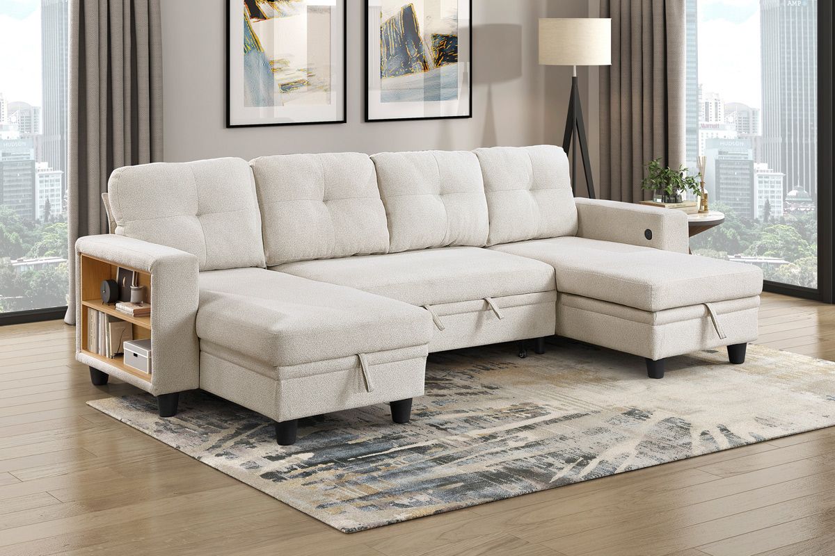 Frisco Beige U-Shape Sectional Sleeper