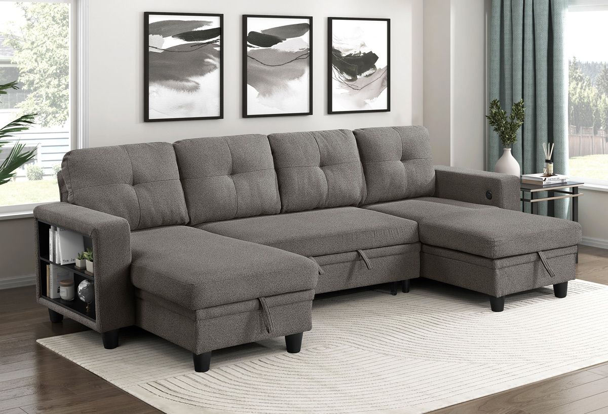 Frisco Dark Brown U-Shape Sectional Sleeper