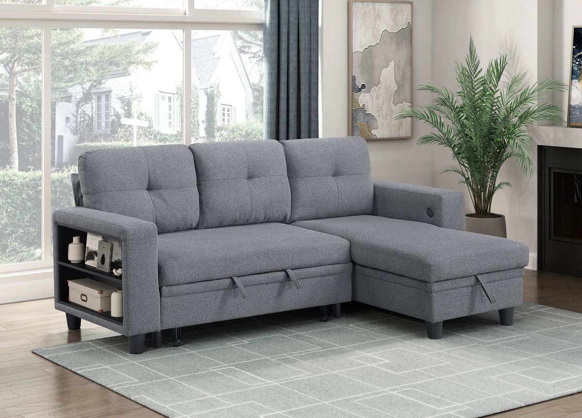 Frisco Grey Sectional Sleeper With Storage