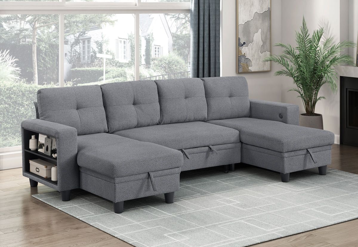 Frisco Grey U-Shape Sectional Sleeper