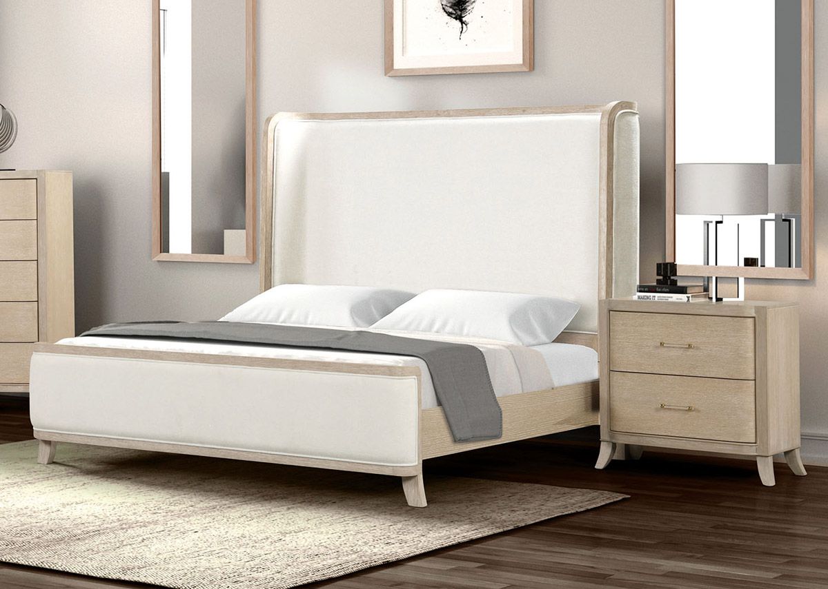 Gaines Transitional Style Bed Natural Oak