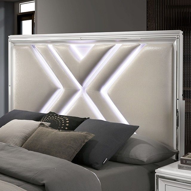 Galva White Bed LED Headboard