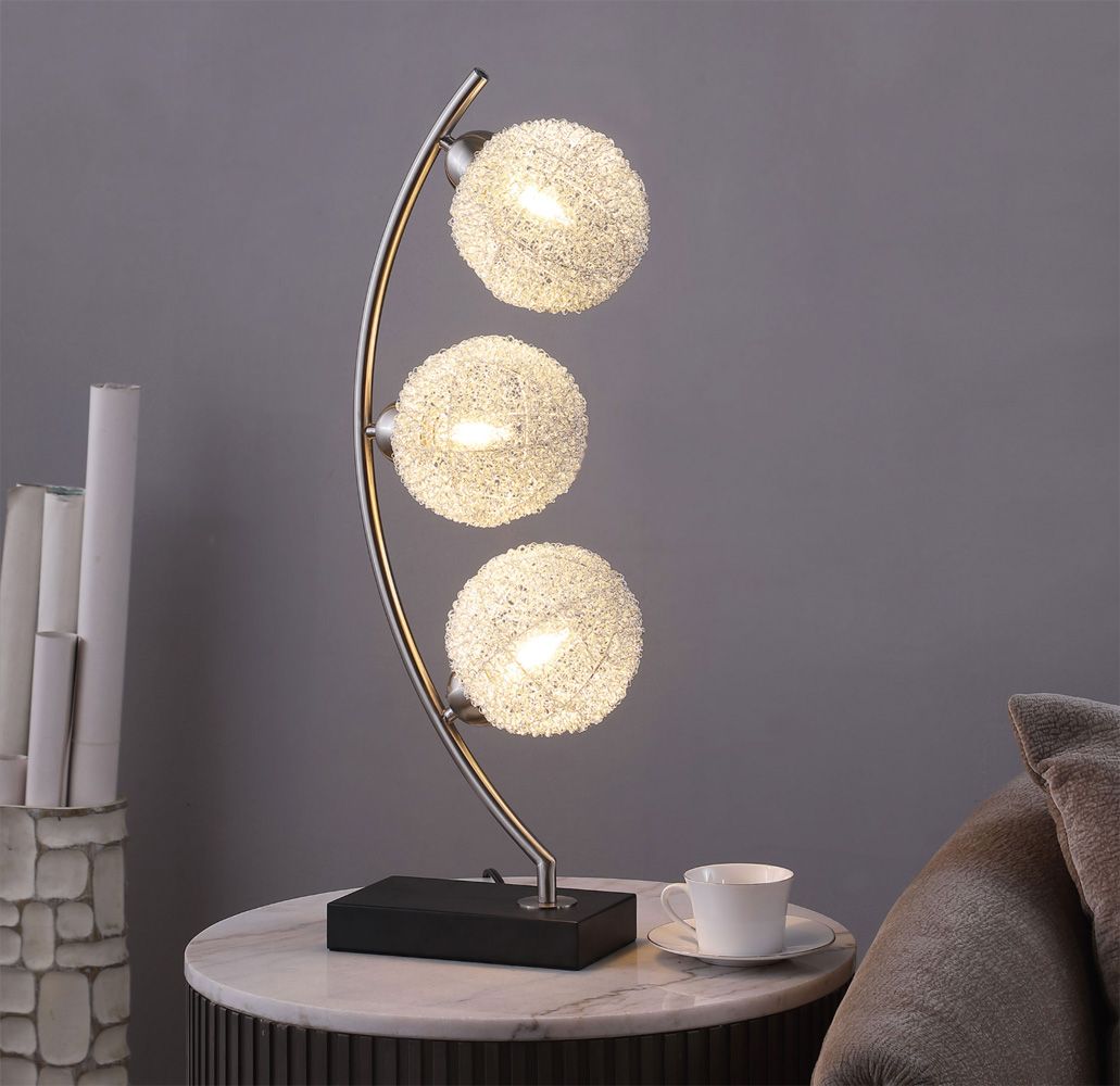 Garret Woven Spherical Metal Table Lamp