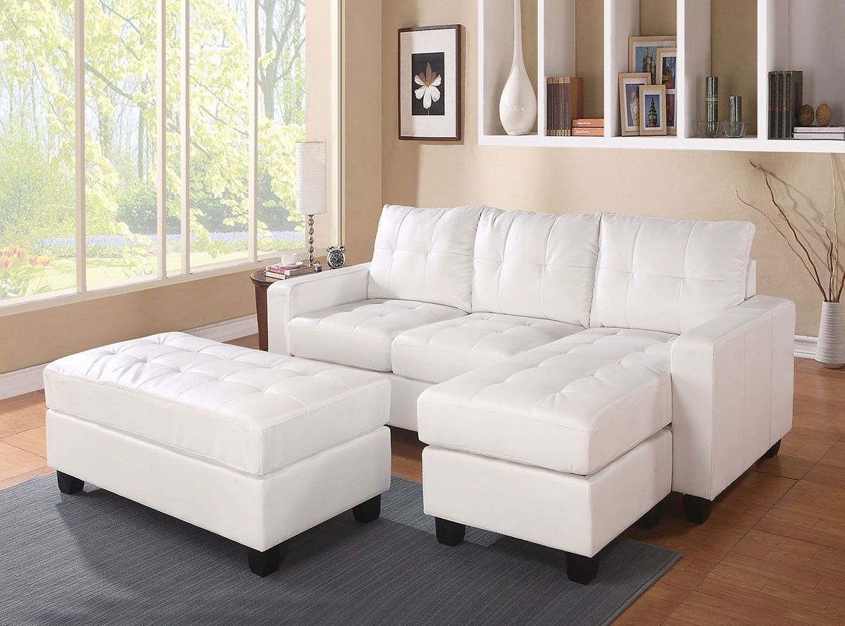 Gary White Leather Reversible Sectional